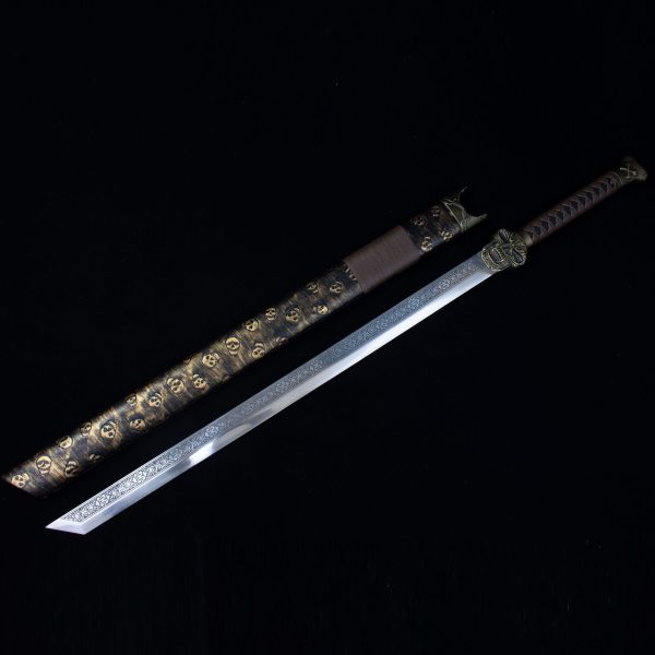 Longquan hand forged high manganese steel Dragon Tiger Oxtail Knife Tang Heng Dao has not been edged.