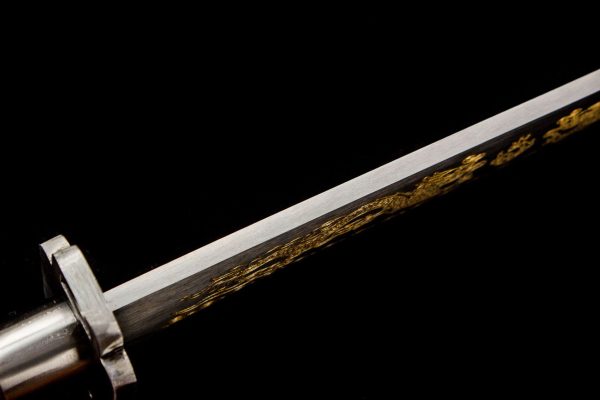 Chinese dragon pattern  Manganese steel self-defense film and television Jinyiwei embroidered spring knife, two handed combat knife - Image 10