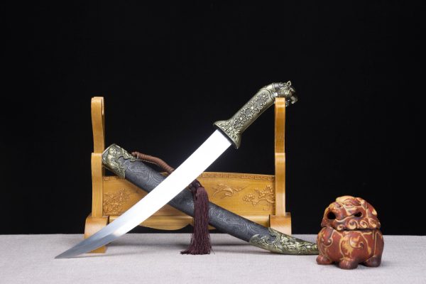 Longquan swords, hand-forged Mongolian scimitars, tiger striped knives - Image 2