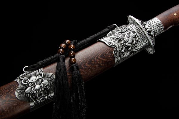 Longquan city sword hand forged high manganese steel self-defense embroidery spring dragon tiger knife - Image 6