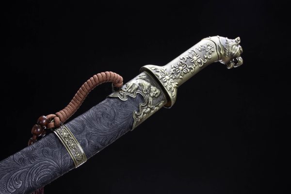 Longquan swords, hand-forged Mongolian scimitars, tiger striped knives - Image 4