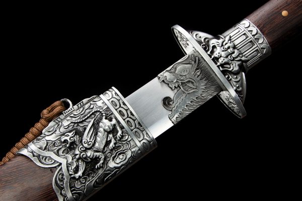 Longquan city sword hand forged high manganese steel self-defense embroidery spring dragon tiger knife - Image 3