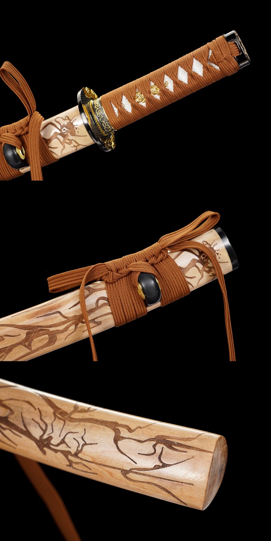 12 inch medium carbon steel samurai sword [golden crow]