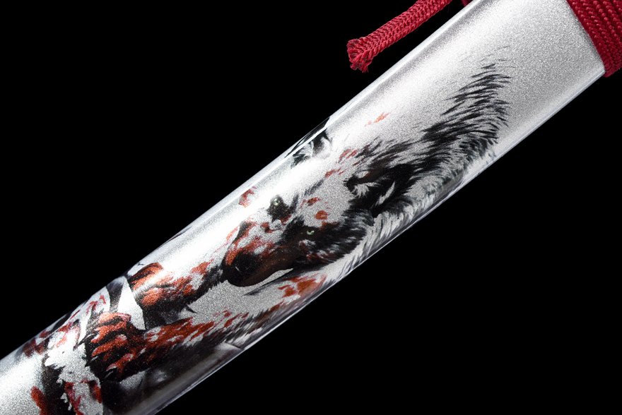 "blood feather wolf" 12 inch carbon steel wakizashi (non sharpened)