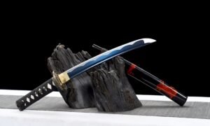 "ghost moon" 12 inch blue treated carbon steel wakizashi (non sharpened)