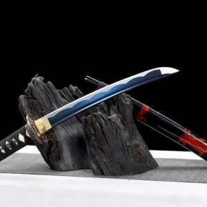 "ghost moon" 12 inch blue treated carbon steel wakizashi (non sharpened)