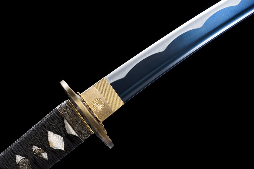 "ghost moon" 12 inch blue treated carbon steel wakizashi (non sharpened)