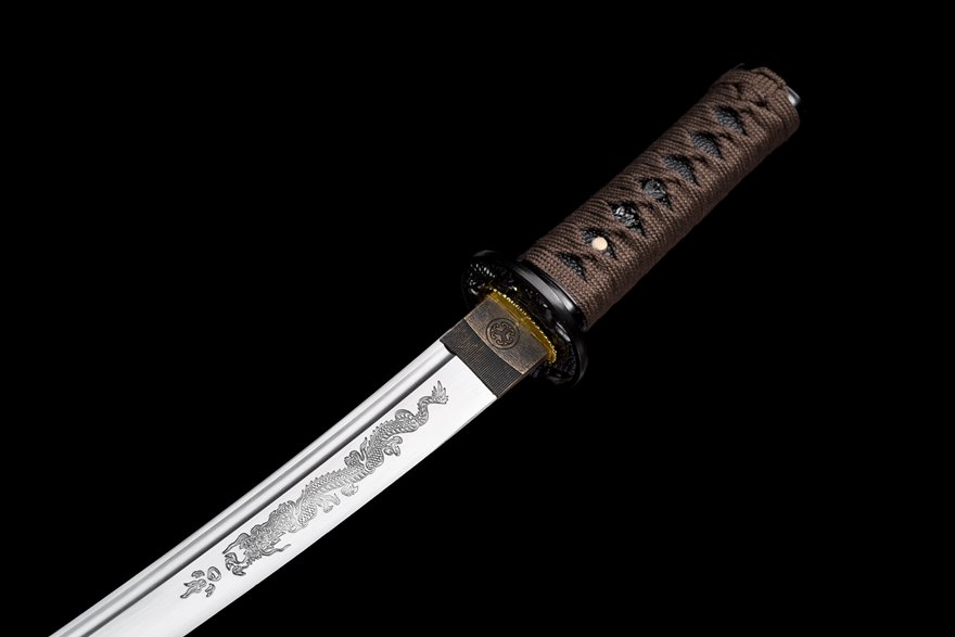 "ink dragon wakizashi" 12 inch carbon steel dragon short sword (non sharpened)