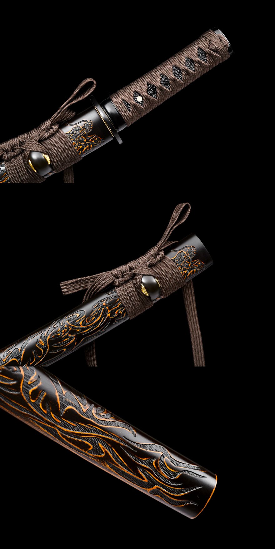 "ink dragon wakizashi" 12 inch carbon steel dragon short sword (non sharpened)