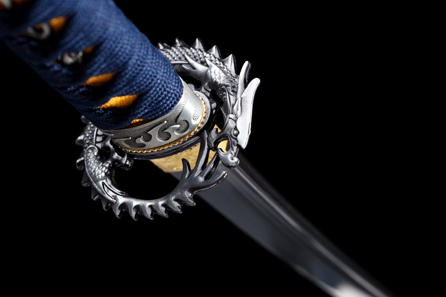 "azure dragon wakizashi" 12 inch carbon steel dragon short sword (non sharpened)