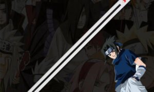 naruto sasuke uchiha black/white kusanagi sword replica