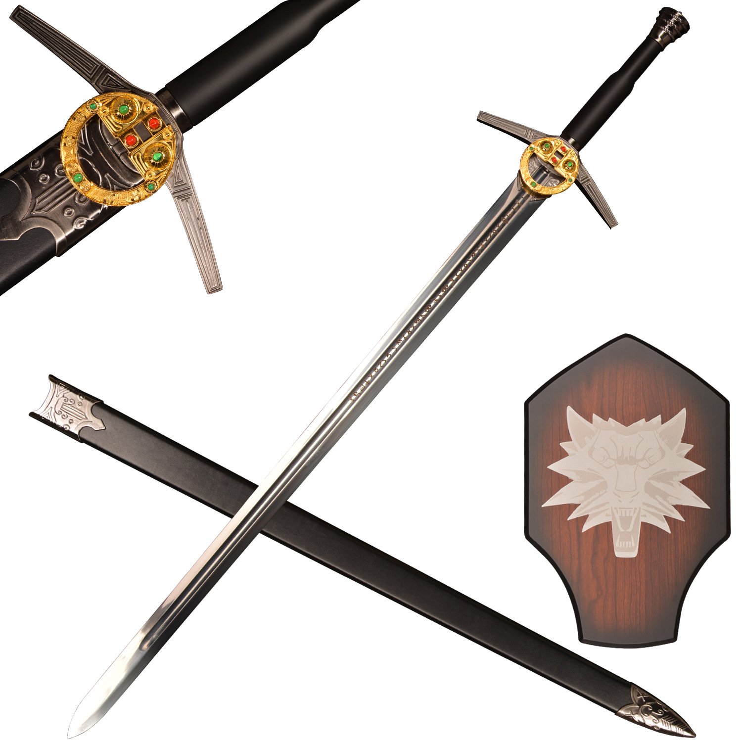 the witcher 3 wild hunt geralt of rivia steel sword, white wolf western style sword, 1:1 full size replica, unsharpened blade with sheath for cosplay collection the witcher 3 wild hunt geralt of rivia steel sword, white wolf western style sword, 1:1 full size replica, unsharpened blade with sheath for cosplay collection