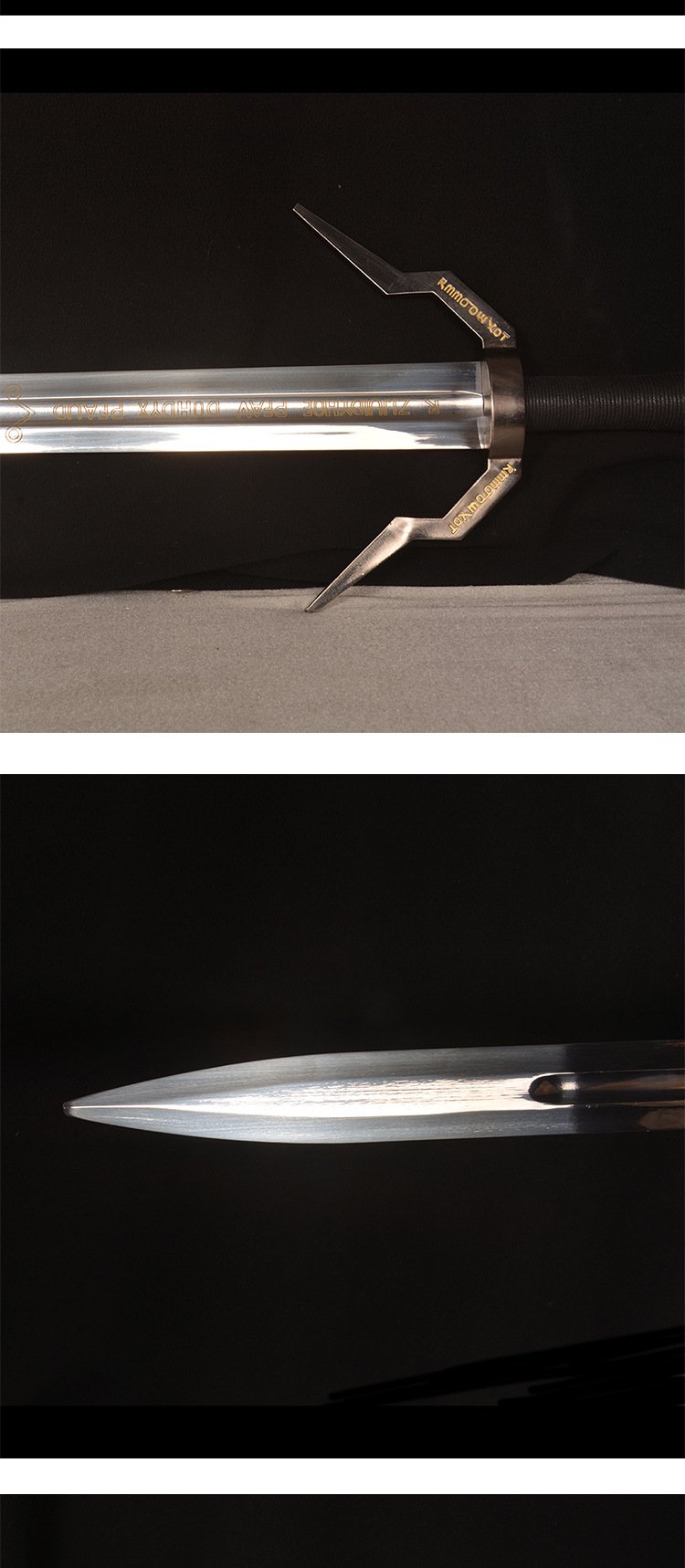 the witcher 3 wild hunt geralt twin wolf steel sword, white wolf two headed beast 1:1 full size replica, unsharpened blade with sheath for cosplay collection