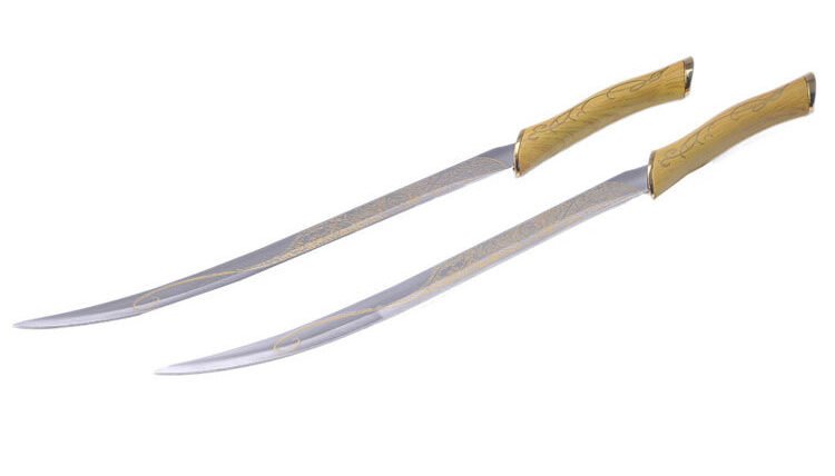 lord of the rings legolas elf prince twin swords 1:1 replica with plaque