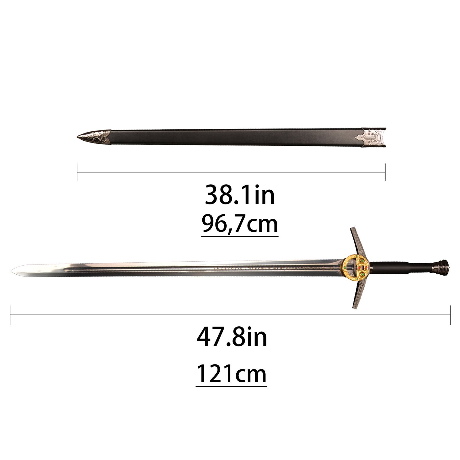the witcher 3 wild hunt geralt of rivia steel sword, white wolf western style sword, 1:1 full size replica, unsharpened blade with sheath for cosplay collection