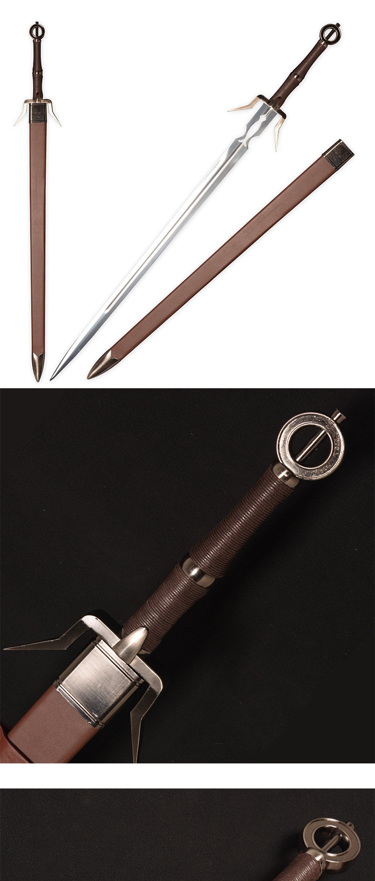 the witcher 3 wild hunt ciri zireael silver sword, white wolf geralt's daughter ciriya 1:1 full size replica, unsharpened blade with sheath for cosplay collection