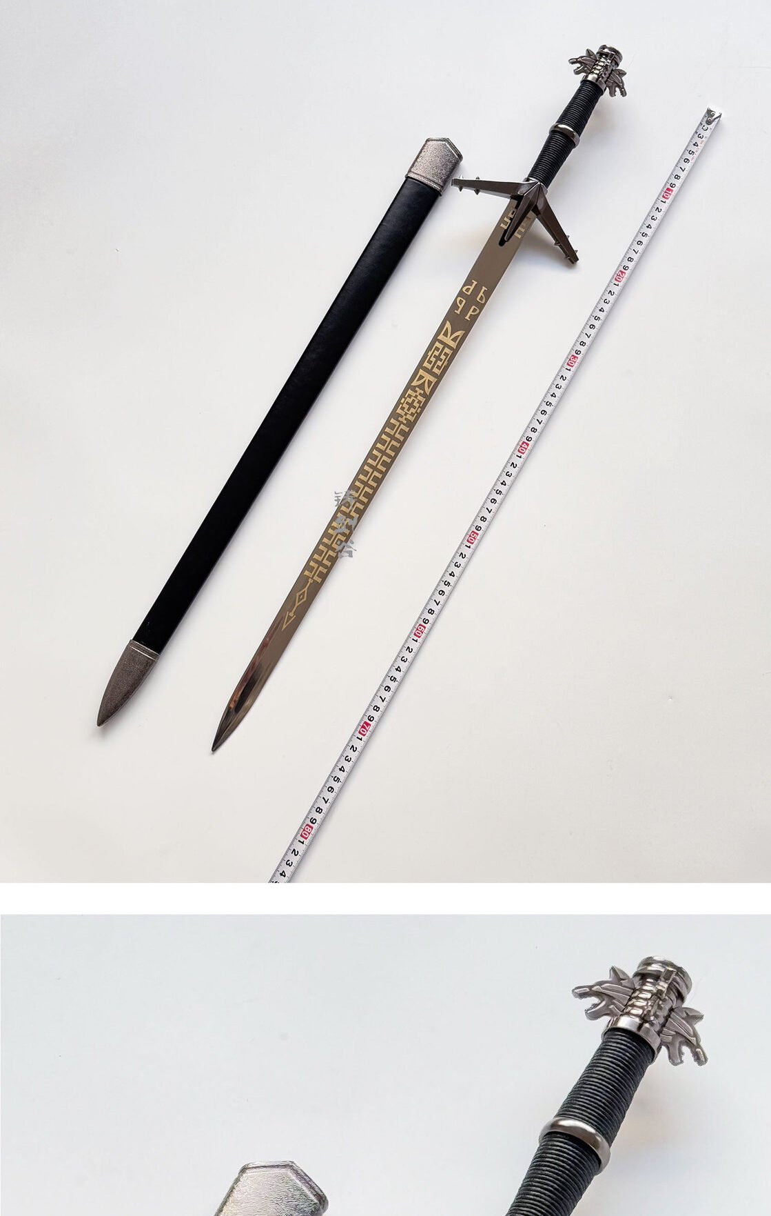 The Witcher 3 Wild Hunt Aerondight Sword, Lady of the Lake 1:1 Replica, Legendary Silver Blade with Sheath, Cosplay & Collection