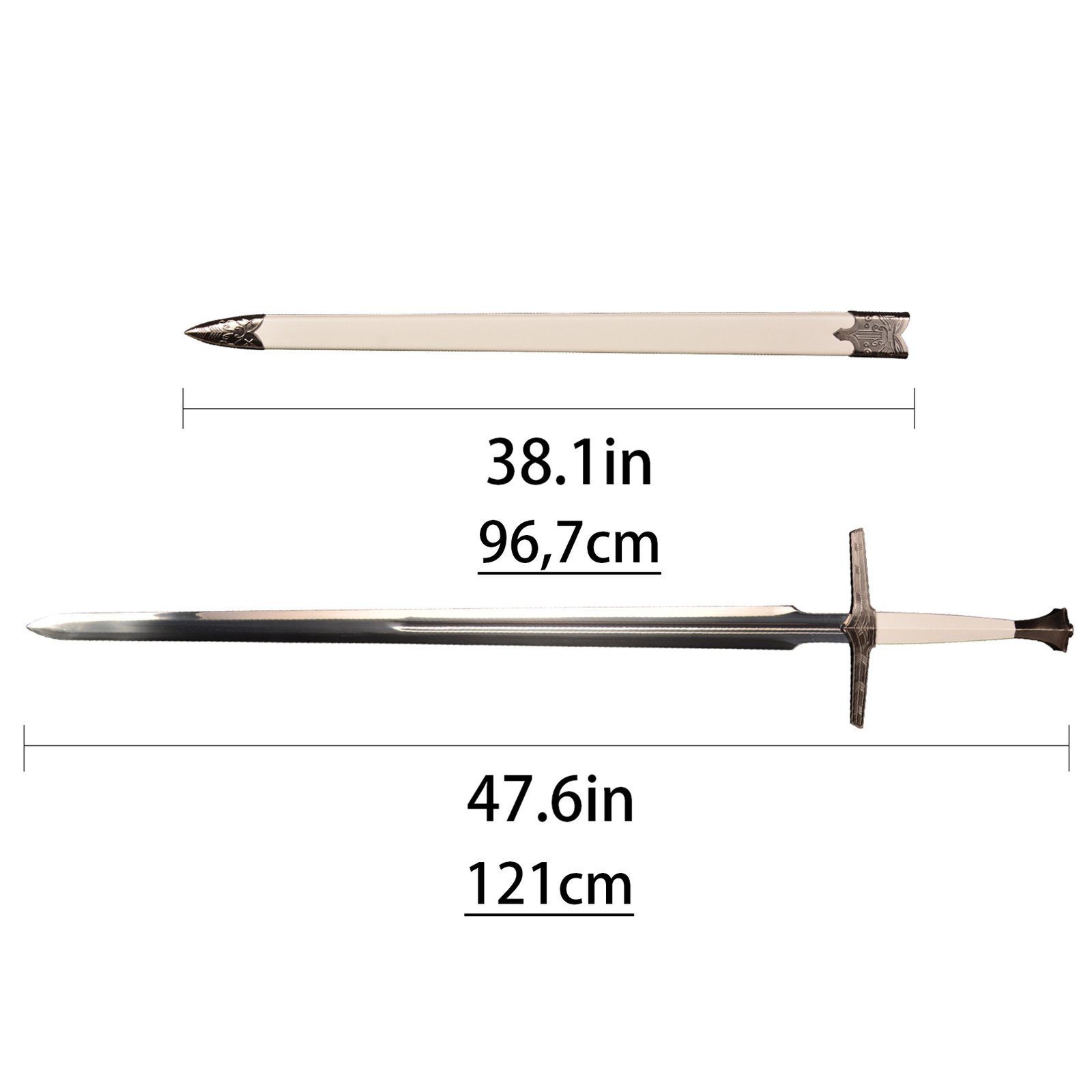 the witcher 3 wild hunt geralt of rivia steel sword, white wolf western style sword, 1:1 full size replica, unsharpened blade with sheath for cosplay collection