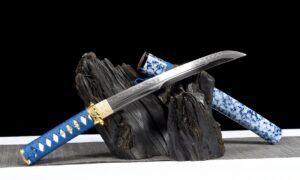 "blue flame" 12 inch t10 hamon wakizashi (non sharpened)