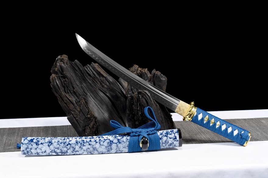 "blue flame" 12 inch t10 hamon wakizashi (non sharpened)