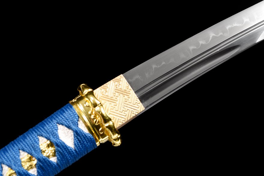 "blue flame" 12 inch t10 hamon wakizashi (non sharpened)