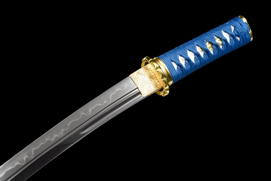 "blue flame" 12 inch t10 hamon wakizashi (non sharpened)
