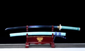 Home "sky blue" t10 blue quench clay tempered katana (non sharpened)