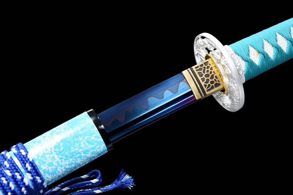 "sky blue" t10 blue quench clay tempered katana (non sharpened)