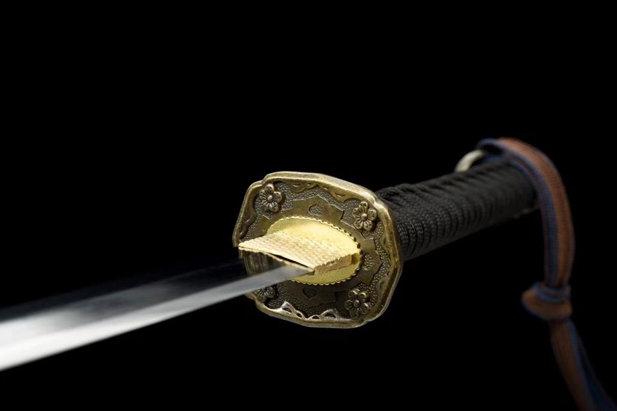 "commander" vintage full engraved silver saya katana (non sharpened)