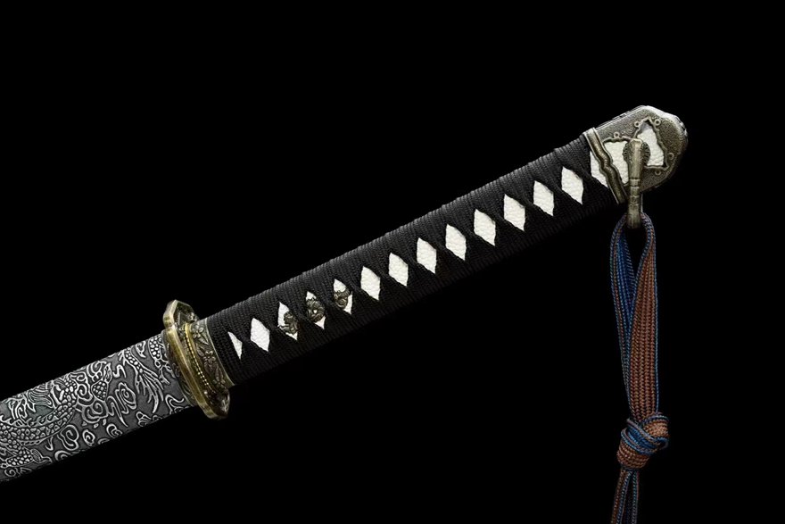 "commander" vintage full engraved silver saya katana (non sharpened)